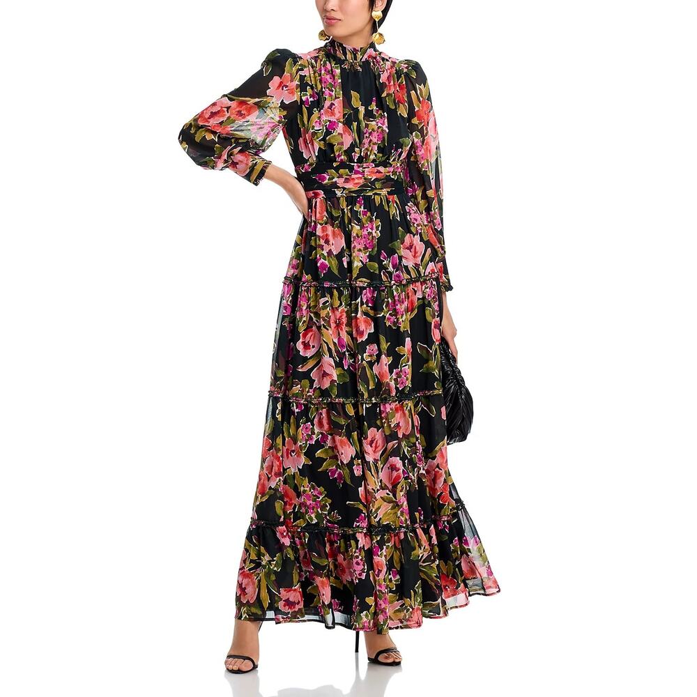 Aqua Maxi Floral Modest Long Sleeve Dress size Small